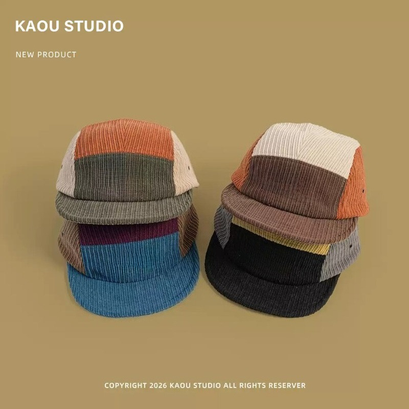 Men Women Color Block Corduroy - đánh giá và giá Corduroy Cap 5 Panel