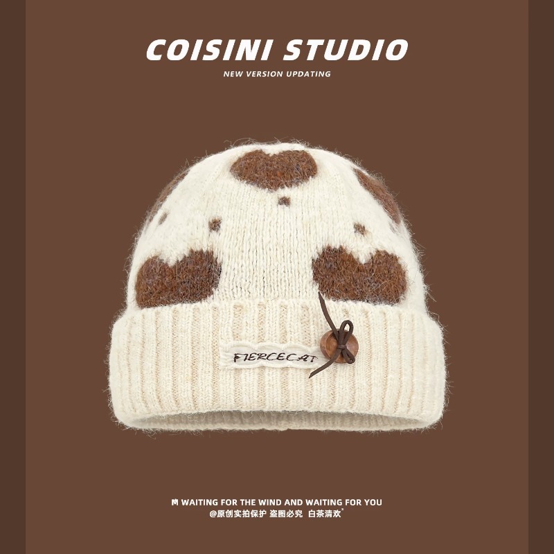 Sweet Heart Pattern Jacquard F - đánh giá và giá Beanie Cuffed Knit